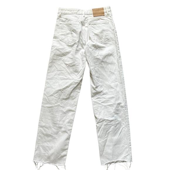 Zara Women’s The New Daddy Jeans Raw Hem Straight Leg White Size 6 - Picture 4 of 13